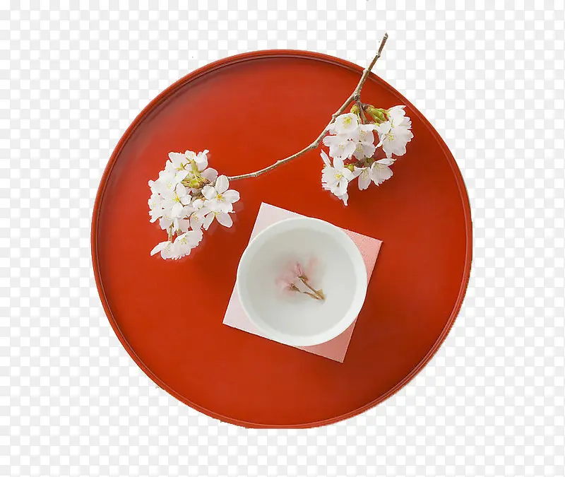 樱花红色盘子