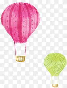 手绘彩色热气球环保