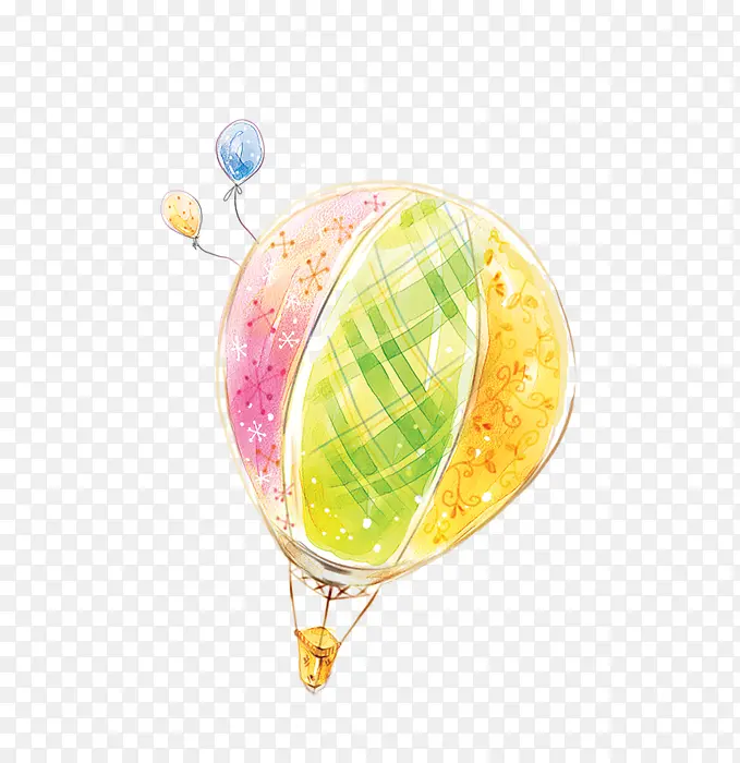 手绘彩色热气球