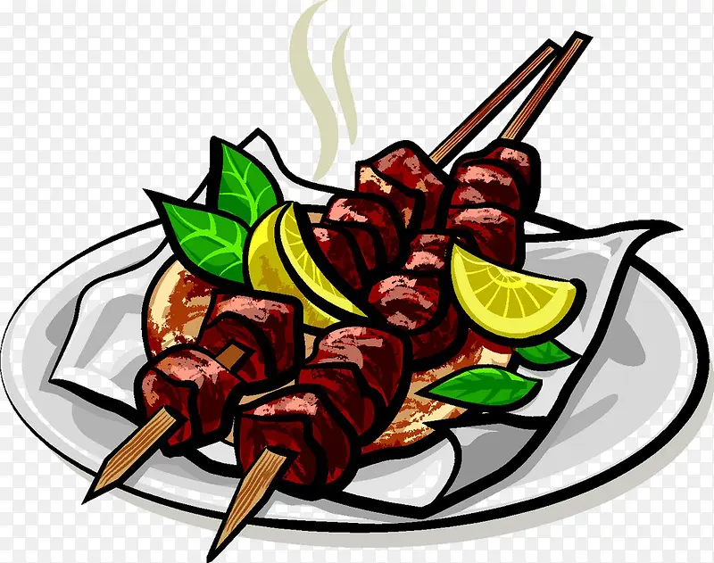 冒热气的羊肉串