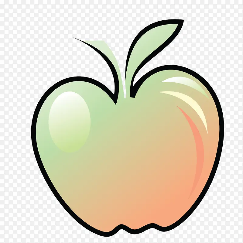 矢量彩色简笔水果苹果