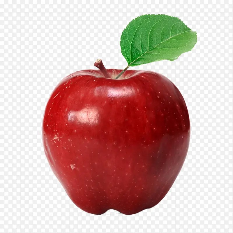 大绿叶的红苹果