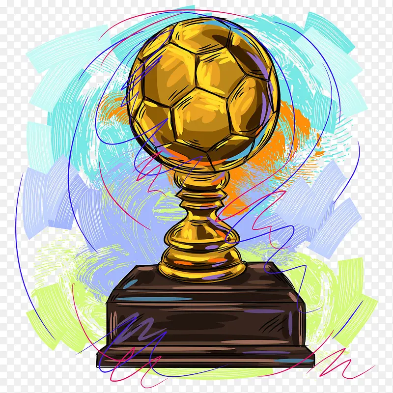 卡通彩绘足球奖杯