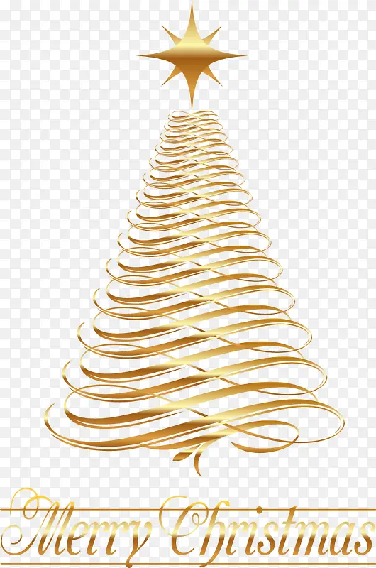 金色线条星星圣诞树