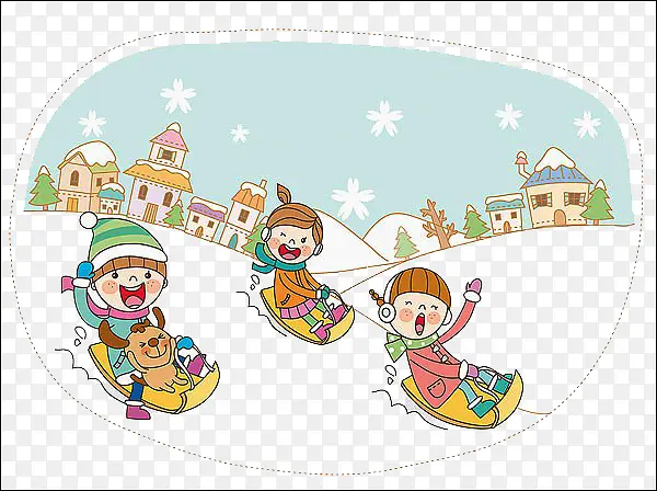 孩子们滑雪
