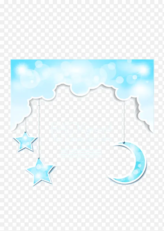 蓝色梦幻星星月亮背景装饰矢量图
