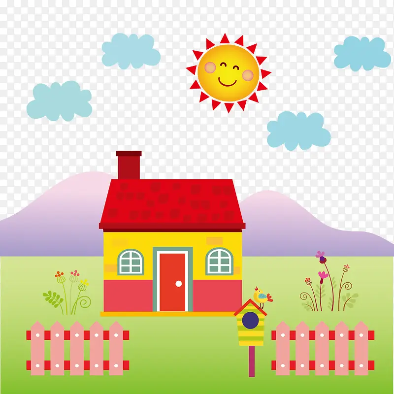 矢量房子和太阳