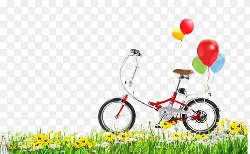 草丛葵花自行车气球