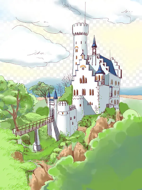 手绘森林城堡