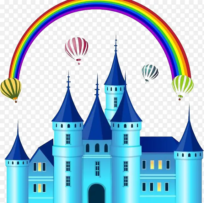 彩虹 城堡 彩色卡通楼房