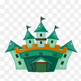 绿色创意手绘城堡建筑