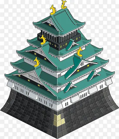 卡通中国城堡建筑
