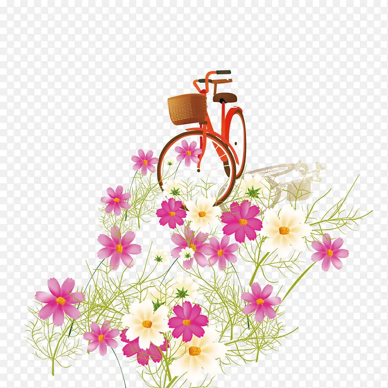 花丛中的自行车