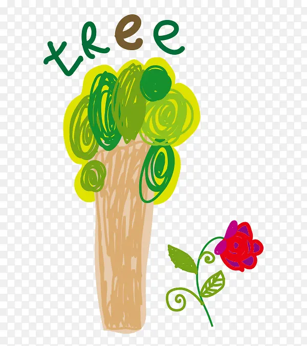 矢量儿童涂鸦tree