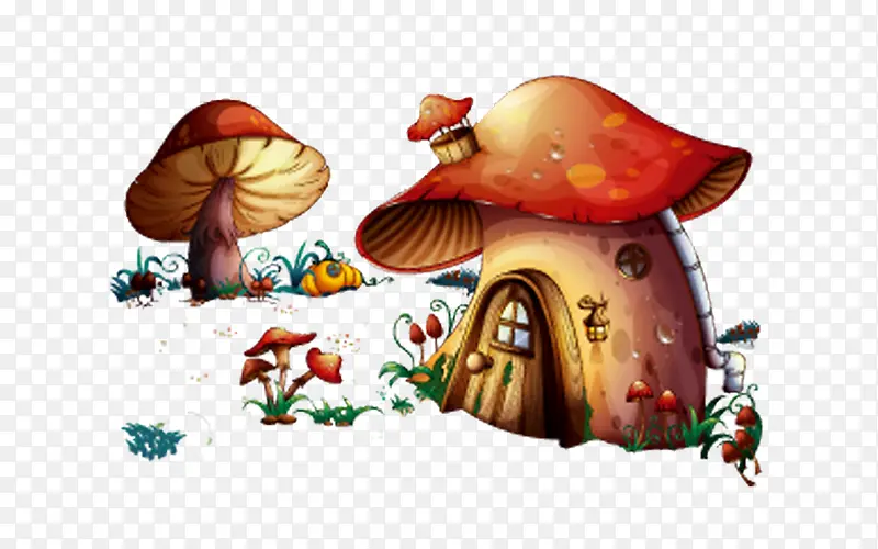 彩色卡通蘑菇屋