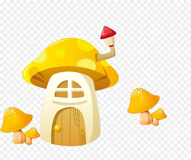 蘑菇房子黄色卡通