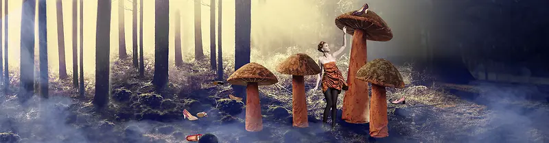 梦幻复古森林的小蘑菇