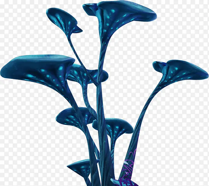蓝色蘑菇花朵