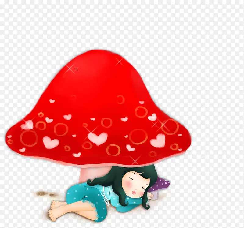 彩绘蘑菇女孩睡觉