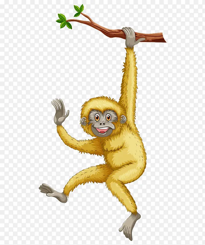 卡通手绘猴子树枝