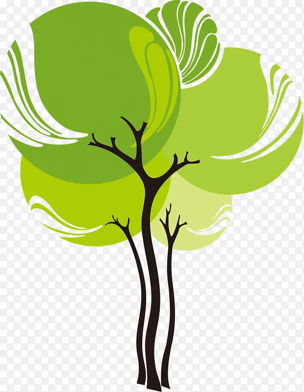 绿色卡通矢量树木素材