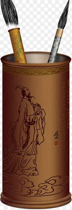毛笔笔筒PNG图片素材下载_图片编号10176887-PNG素材网