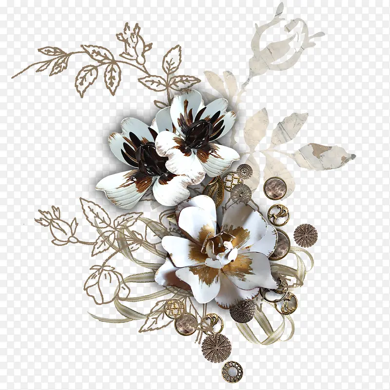 白色花纹花朵装饰