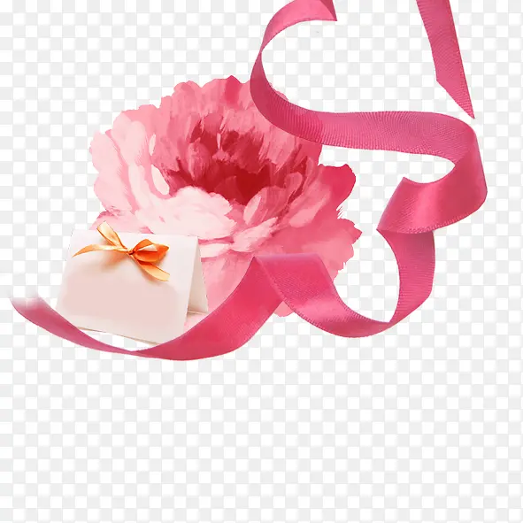 粉色玫瑰花  丝带