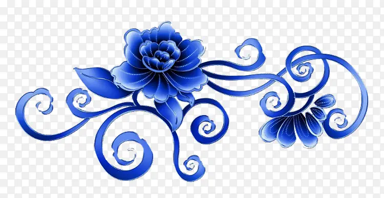 深蓝色手绘玫瑰花
