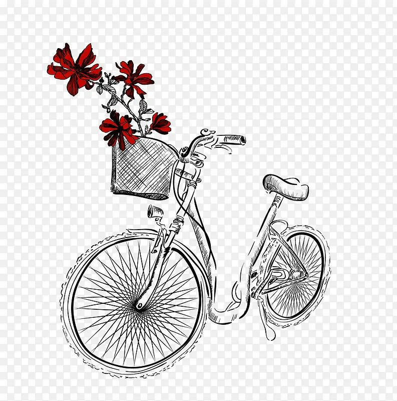 手绘玫瑰花自行车