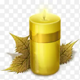 金色蜡烛绿色叶子