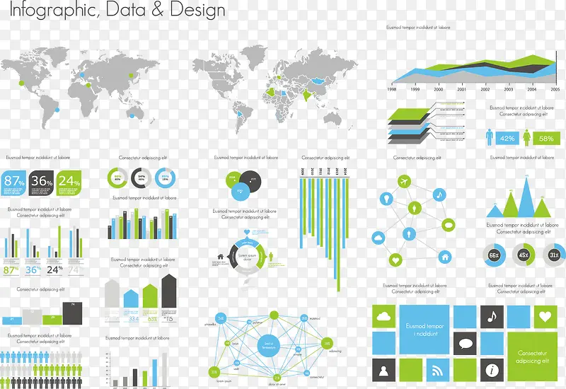 简约扁平数据图分析图合集矢量素
