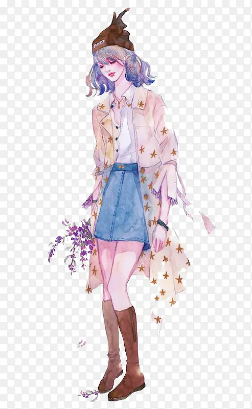 水彩女孩