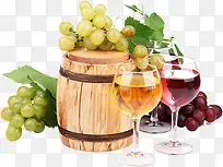 葡萄红酒水果木桶