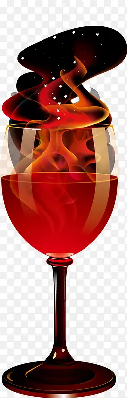 火焰燃烧红酒杯