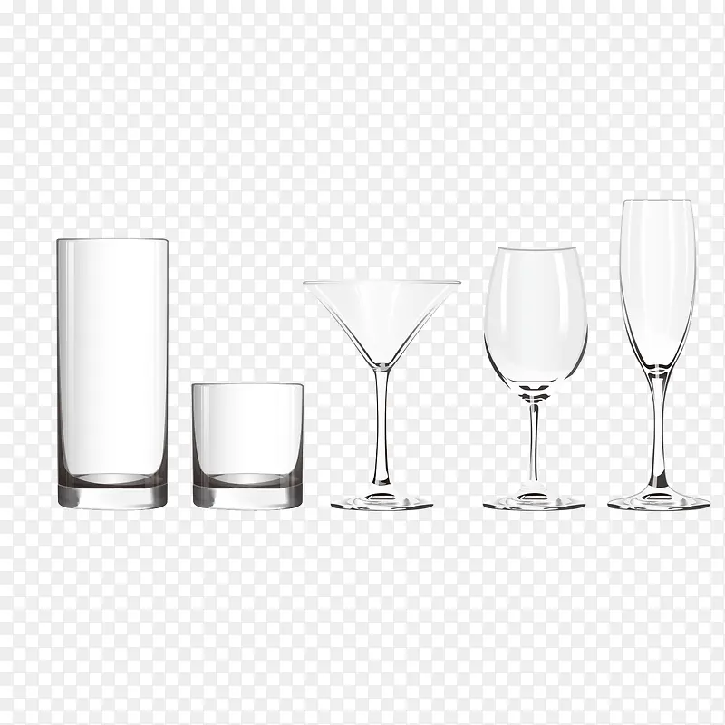 五款不同的玻璃杯