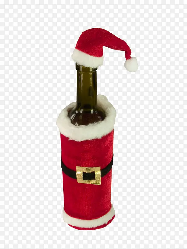 戴圣诞帽的酒瓶