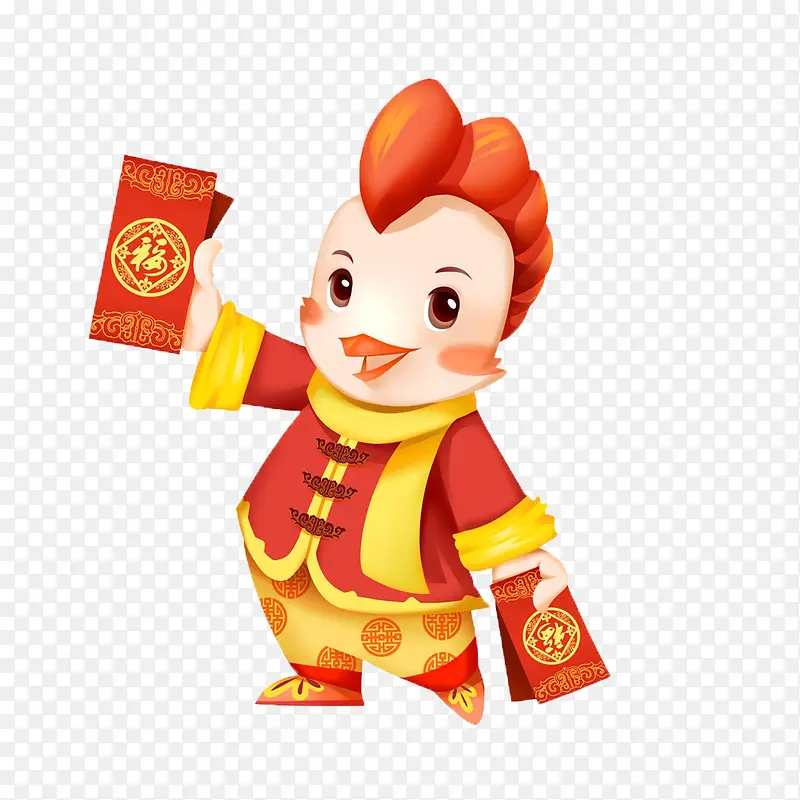 红色吉祥鸡拜年素材PNG图片素材下载_图片编号10196504-PNG素材网