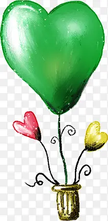 绿色手绘爱心气球