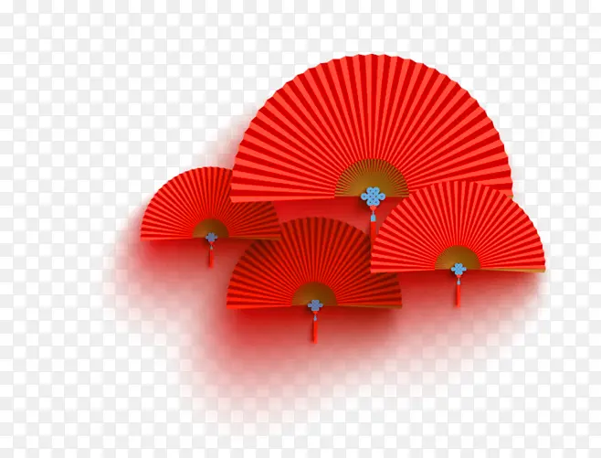 红色中国风扇子装饰图案