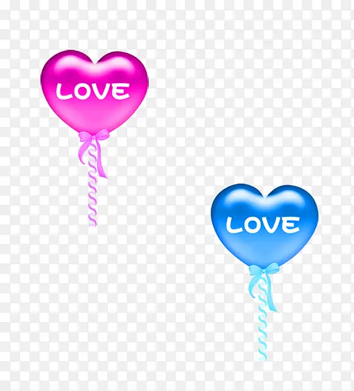 粉蓝爱心气球装饰图案