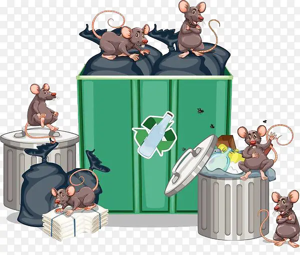 垃圾桶旁的老鼠