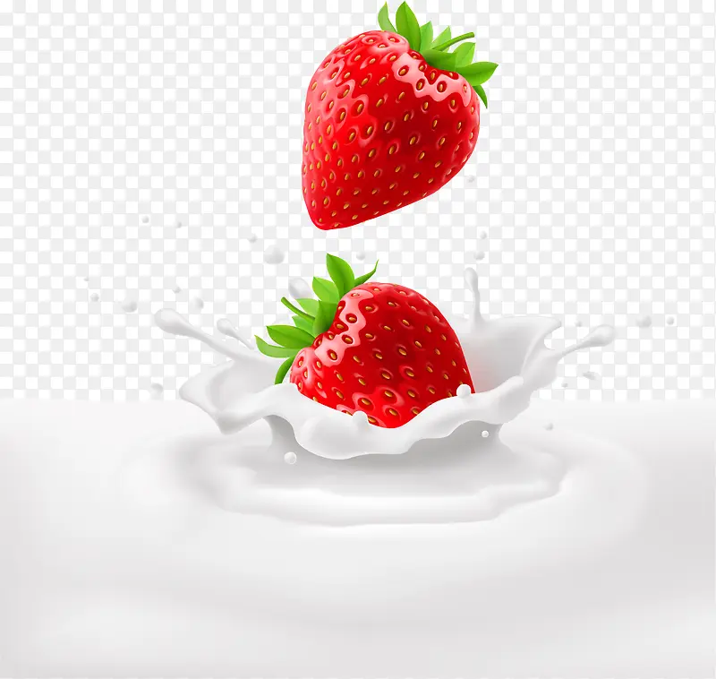 矢量草莓牛奶