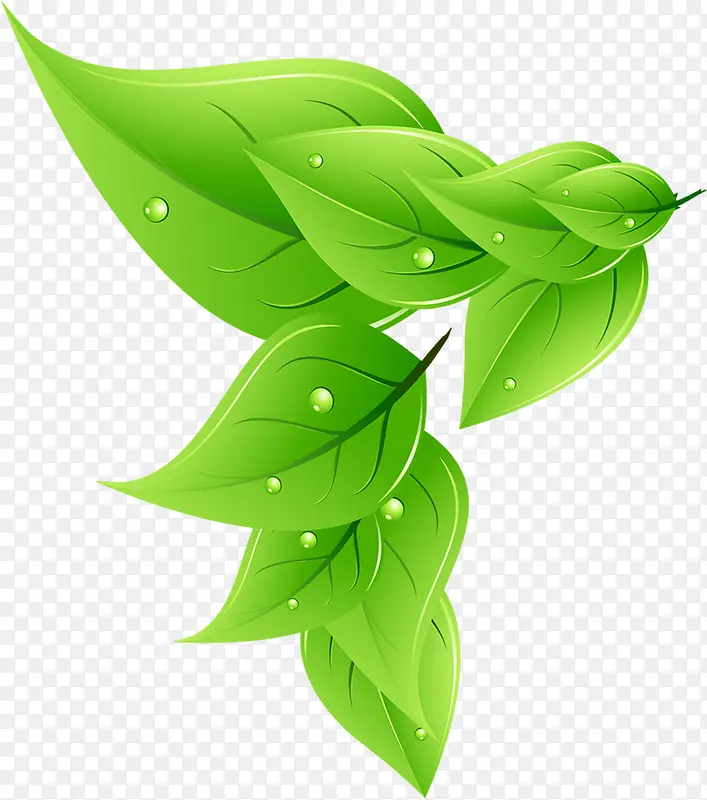 春季清新郊游植物手绘树叶