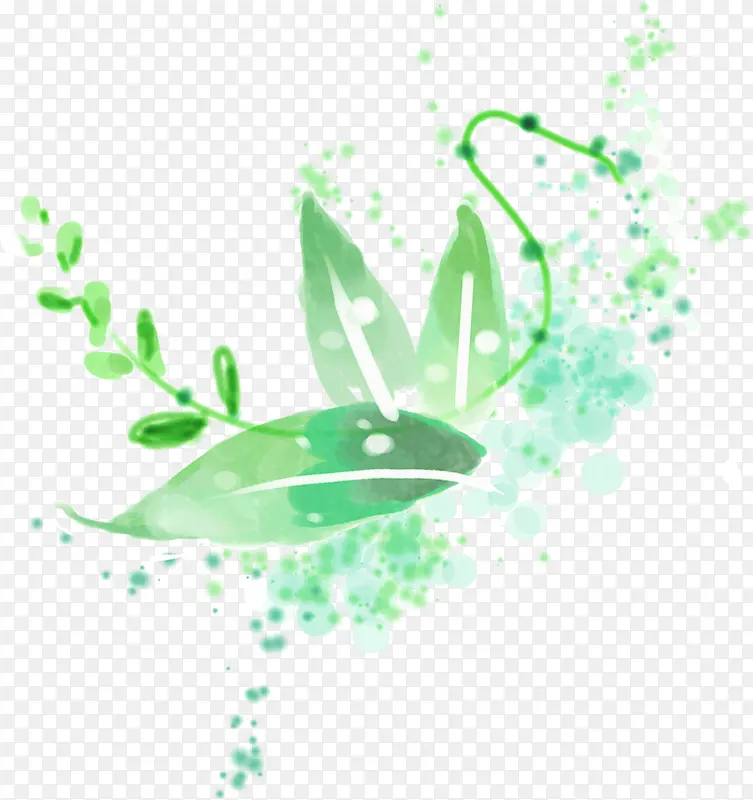 绿色手绘清新树叶