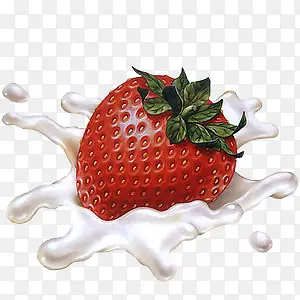 草莓牛奶喷溅装饰