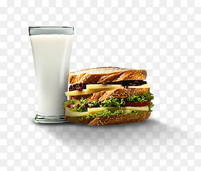 早餐牛奶与面包高清素材图