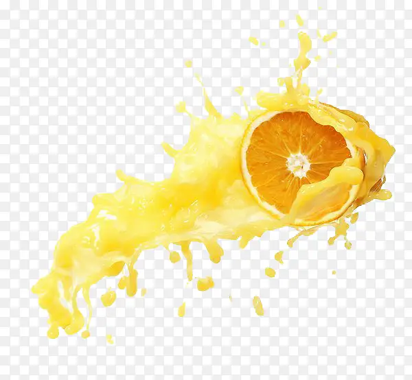 溅出的橙汁黄色橙子
