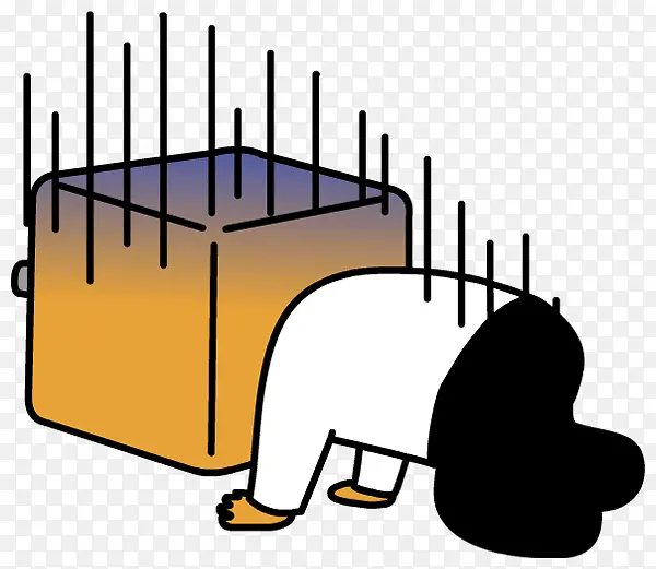 手绘跪地的人