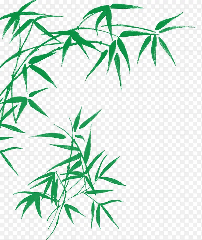 绿色竹叶手绘素材
